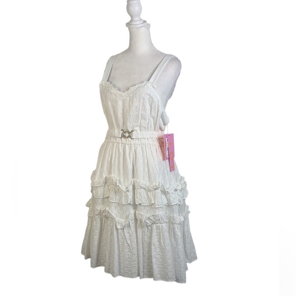 LDT Celia White Eyelet Tiered Mini Dress- NWT - Picture 7 of 15
